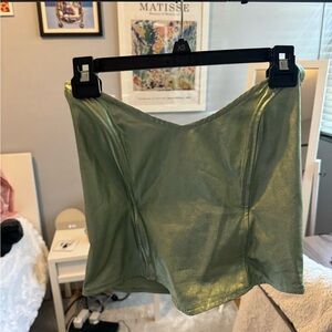 Green crop corset top